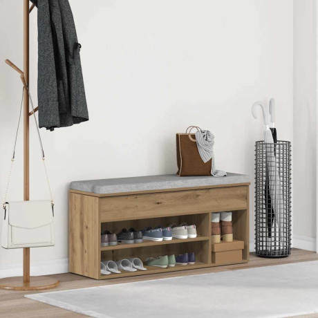 vidaXL Schoenenbank 102x30,5x45 cm bewerkt hout artisanaal eikenkleur afbeelding3 - 1