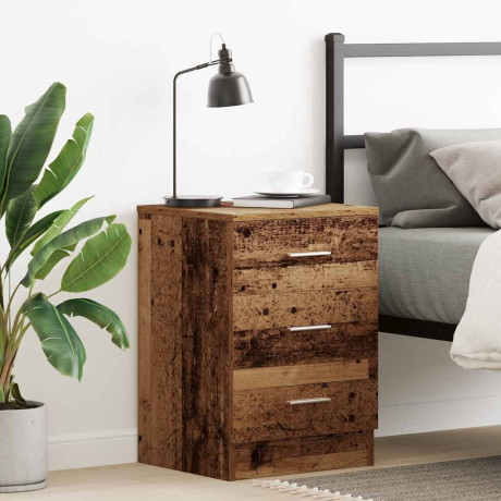 vidaXL Nachtkastje 38x35x55 cm bewerkt hout oud houtkleurig afbeelding3 - 1