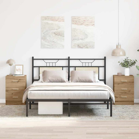 vidaXL Nachtkastjes 2 st 38x35x55cm bewerkt hout artisanaal eikenkleur afbeelding3 - 1
