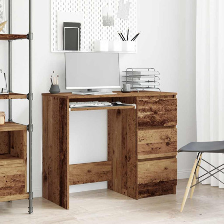 vidaXL Bureau 90x45x76 cm bewerkt hout oud houtkleurig afbeelding3 - 1