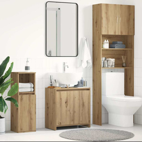 vidaXL Wastafelkast 60x33x60 cm bewerkt hout artisanaal eikenkleurig afbeelding3 - 1