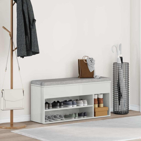 vidaXL Schoenenrek 102x30,5x45 cm bewerkt hout hoogglans wit afbeelding3 - 1