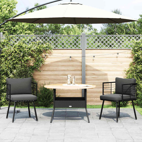 vidaXL Tuinstoelen 2 st met kussens poly rattan zwart afbeelding3 - 1