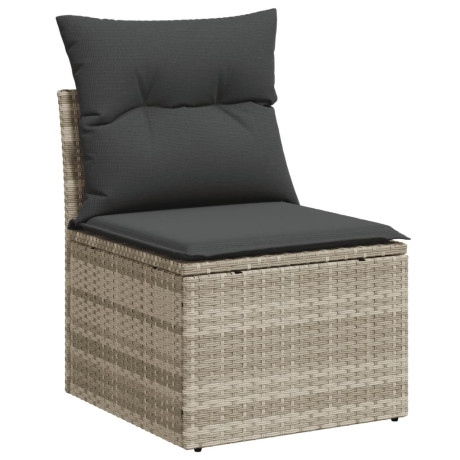 vidaXL 9-delige Loungeset met kussens poly rattan lichtgrijs afbeelding3 - 1