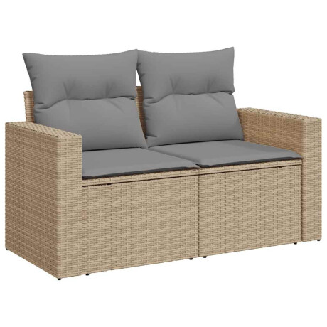 vidaXL 10-delige Loungeset met kussens poly rattan beige afbeelding3 - 1