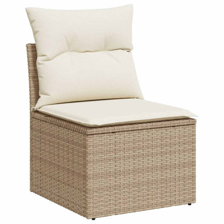 vidaXL 6-delige Loungeset met kussens poly rattan acacia beige afbeelding3 - 1