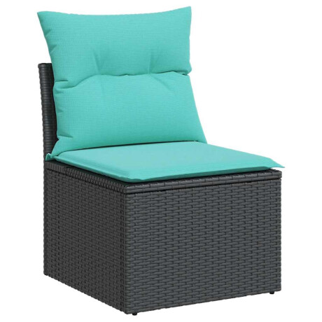 vidaXL 7-delige Loungeset met kussens poly rattan acacia zwart afbeelding3 - 1