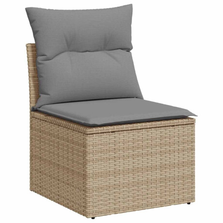 vidaXL 5-delige Loungeset met kussens poly rattan en acaciahout beige afbeelding3 - 1