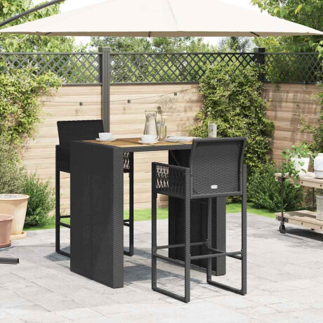 vidaXL 3-delige Tuinbarset zonder kussens poly rattan acacia zwart afbeelding3 - 1