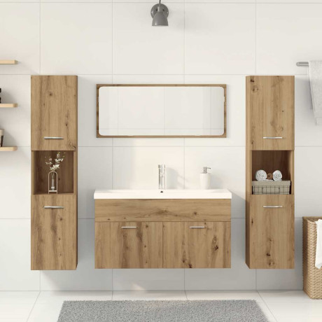 vidaXL 5-delige Badkamermeubelset bewerkt hout artisanaal eikenkleur afbeelding3 - 1