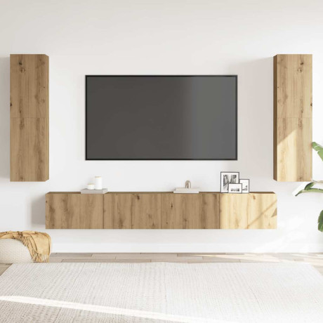vidaXL Tv-wandkasten 4 st bewerkt hout artisanaal eikenkleurig afbeelding3 - 1