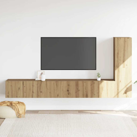 vidaXL Tv-wandkasten 3 st bewerkt hout artisanaal eikenkleurig afbeelding3 - 1