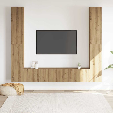 vidaXL Tv-wandkasten 6 st bewerkt hout artisanaal eikenkleurig afbeelding3 - 1