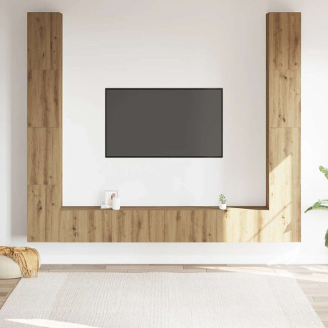 vidaXL Tv-wandkasten 6 st bewerkt hout artisanaal eikenkleurig afbeelding3 - 1