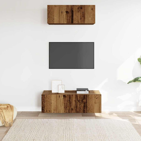 vidaXL 2-delig Tv-meubelset wandmontage bewerkt hout oud houtkleurig afbeelding3 - 1