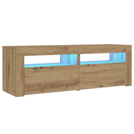 vidaXL Nachtkastjes 2 st met LED's 60x35x40 cm artisanaal eikenkleur afbeelding3 - 1