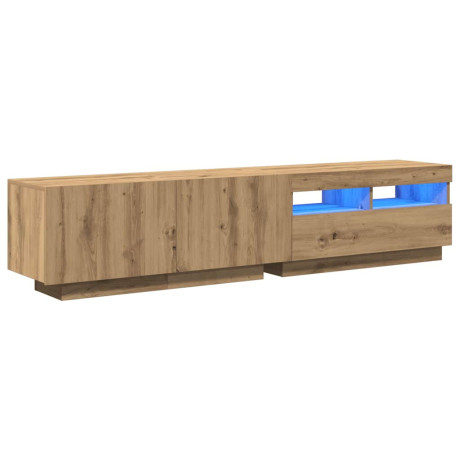 vidaXL Tv-meubel met LED 180x35x40 cm bewerkt hout artisanaal eiken afbeelding3 - 1