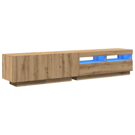 vidaXL Tv-meubel met LED 200x35x40 cm bewerkt hout artisanaal eiken afbeelding3 - 1