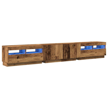 vidaXL Tv-meubel met LED 260x35x40 cm bewerkt hout oud hout afbeelding3 - 1