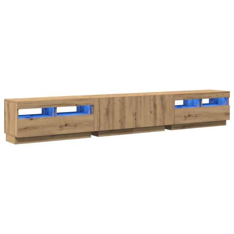 vidaXL Tv-meubel met LED 260x35x40 cm bewerkt hout artisanaal eiken afbeelding3 - 1