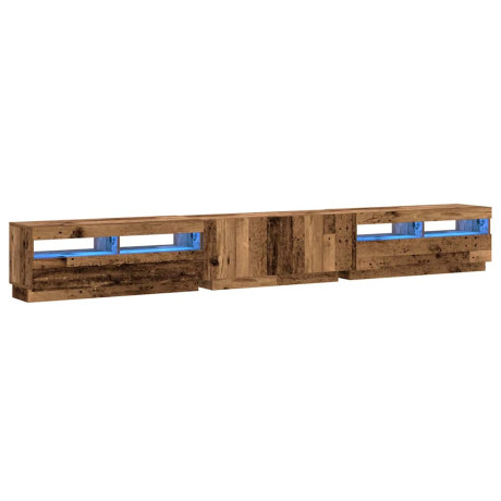 vidaXL Tv-meubel met LED 300x35x40 cm bewerkt hout oud hout afbeelding3 - 1