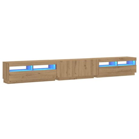 vidaXL Tv-meubel met LED 300x35x40 cm bewerkt hout artisanaal eiken afbeelding3 - 1