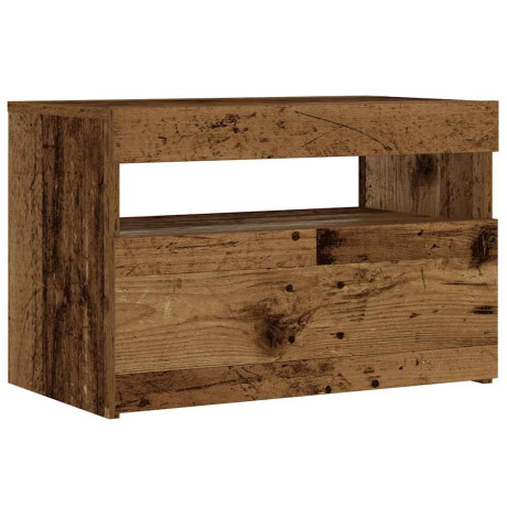 vidaXL Nachtkastje met LED 60x35x40 cm bewerkt hout oud hout afbeelding3 - 1