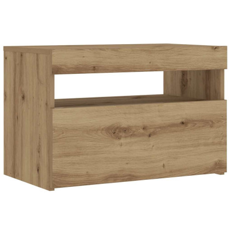 vidaXL Nachtkastje met LED 60x35x40 cm bewerkt hout artisanaal eiken afbeelding3 - 1