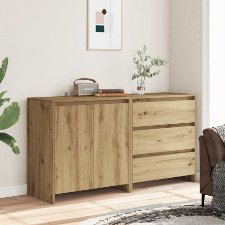 vidaXL 2-delige Dressoirs bewerkt hout artisanaal eikenkleur afbeelding3 - 1