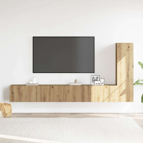 vidaXL 3-delig Tv-meubelset wandmontage bewerkt hout artisanaal eiken afbeelding3 - 1
