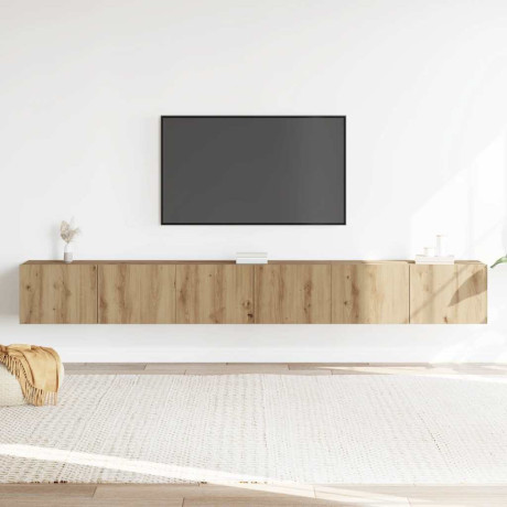 vidaXL 3-delig Tv-meubelset wandmontage bewerkt hout artisanaal eiken afbeelding3 - 1
