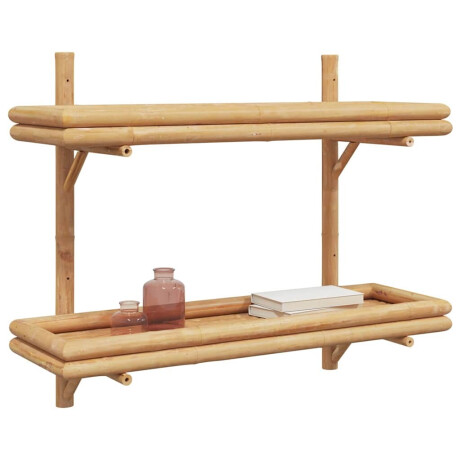 vidaXL Wandplank met plank Wandgemonteerd Bruin 75 x 26 x 60 cm Bamboe afbeelding3 - 1