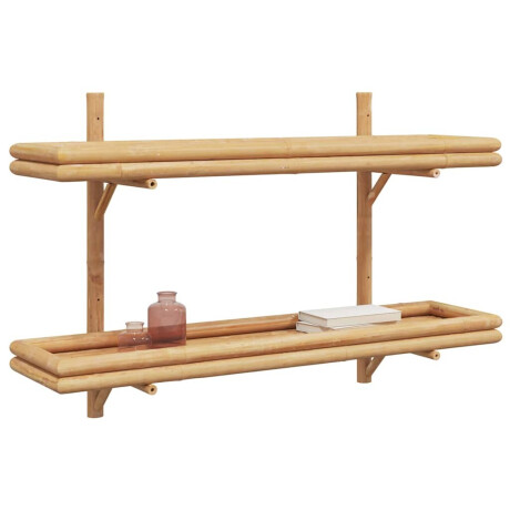 vidaXL Wandplank met plank met opslag Bruin 100 x 26 x 60 cm Bamboe afbeelding3 - 1