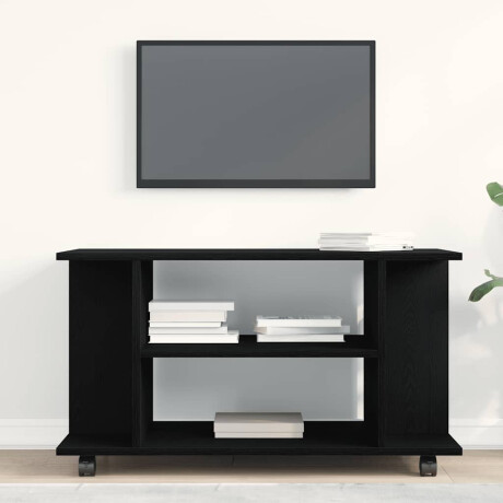 vidaXL TV-meubel met wielen Zwarte eik 80x40x45 cm Engineered Wood afbeelding3 - 1