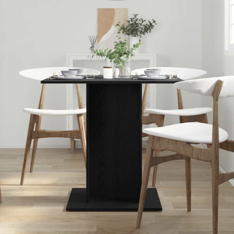 vidaXL Eettafel Zwart Eiken 80x80x75 cm Bewerkt Hout afbeelding3 - 1