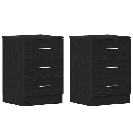 vidaXL Nachtkastjes 2 stuks Zwart Eiken 38x35x55 cm Bewerkt Hout afbeelding3 - 1