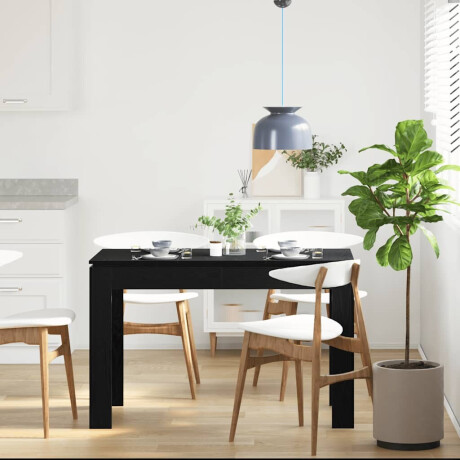 vidaXL Eettafel Zwart Eiken 120x60x76 cm Bewerkt Hout afbeelding3 - 1