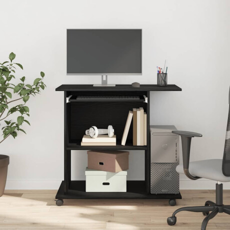 vidaXL Computerbureau Zwart Eiken 80x50x75 cm Bewerkt Hout afbeelding3 - 1
