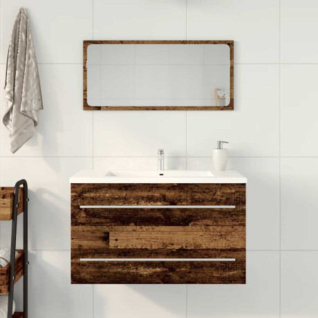 vidaXL Badkamer wastafelkast oud hout 80x38,5x48 cm bewerkt hout afbeelding3 - 1