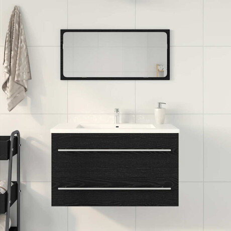 vidaXL Spoelbakkast Zwart Eiken 80x38,5x48 cm Engineered Wood afbeelding3 - 1