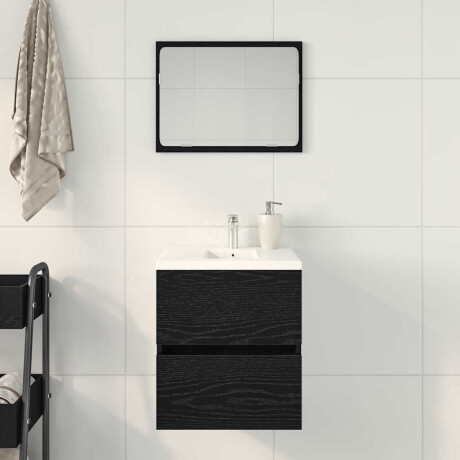 vidaXL Badkamerwastafelkast Zwart Eiken 41x38,5x45 cm Bewerkt Hout afbeelding3 - 1