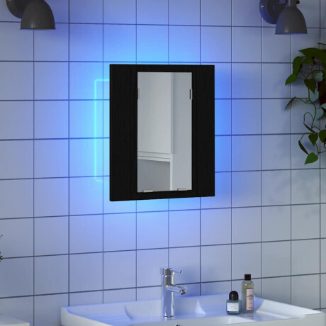 vidaXL LED badkamerspiegelkast zwart eiken 40x12x45 cm bewerkt hout afbeelding3 - 1