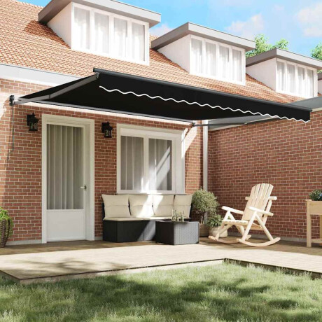 vidaXL Inklapbaar Zonnescherm Zwart 400 × 300 cm Polyester afbeelding3 - 1