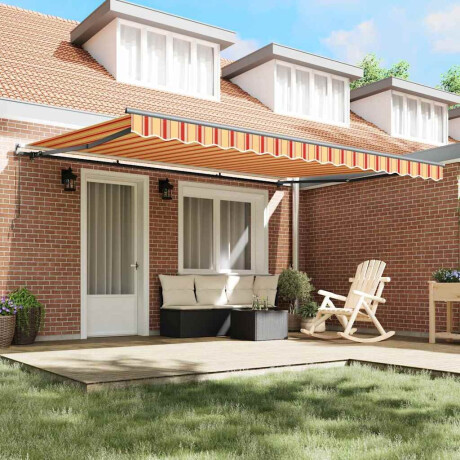 vidaXL Inklapbaar Zonnescherm geel en oranje 450 × 300 cm Stof afbeelding3 - 1