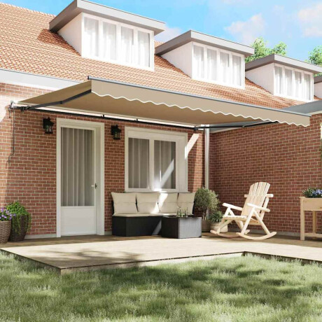 vidaXL Inklapbaar Zonnescherm Beige 450 ×300 cm Stof afbeelding3 - 1