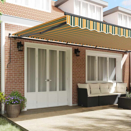 vidaXL Inklapbaar Zonnescherm Groen en geel 600 × 300 cm Stof afbeelding3 - 1