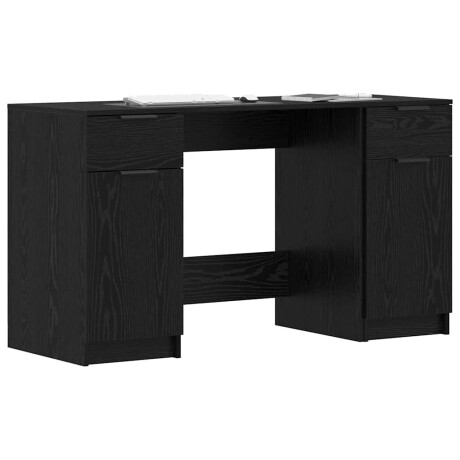 vidaXL Bureau met lade Zwart Eiken 133 x 50 x 75 cm Bewerkt hout afbeelding3 - 1