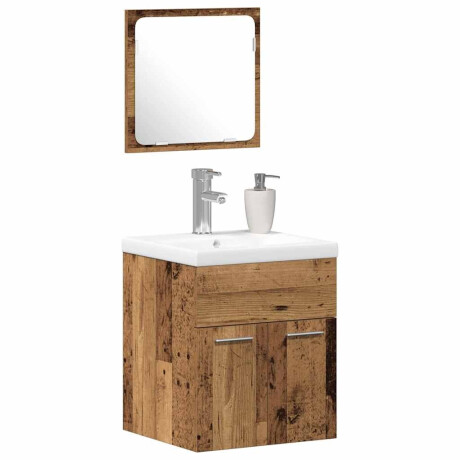 vidaXL Badkamermeubelset 3 pcs Oud Hout 41 x 38.5 x 46 cm Bewerkt hout afbeelding3 - 1
