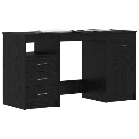 vidaXL Bureau met lade 2 pcs Zwart Eiken 140 x 50 x 76 cm Bewerkt hout afbeelding3 - 1