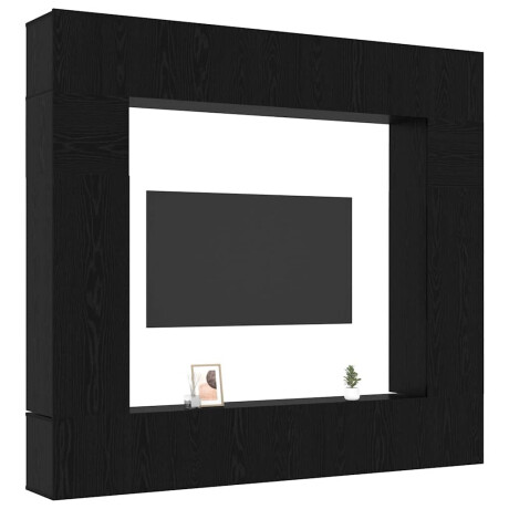 vidaXL Tv-meubelset 8 pcs Zwart eiken 100 x 30 x 30 cm Bewerkt hout afbeelding3 - 1